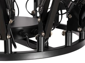 Candeeiro de suspensão industrial preto 16 luzes reguláveis - Hobby Spinne