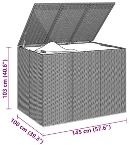 Caixa para almofadões de jardim 145x100x103 cm vime PE castanho