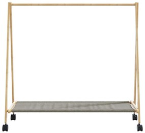 Cabide com prateleiras e rodas 106x34x106,5 cm bambu