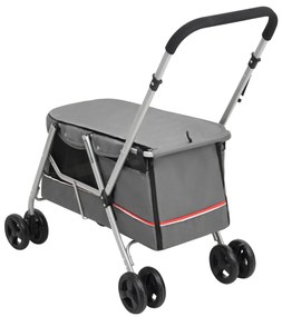 Carrinho dobrável para cães 100x49x96 cm tecido linho cinzento