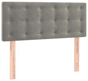 Cama com molas/colchão 90x190 cm veludo cinza-claro