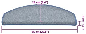Tapetes de escada 30 pcs 65x24x4 cm cinzento-claro e azul