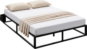 Estrutura de Cama de Casal, 190 x 140 x 25 cm, (COLCHÃO NÃO INCLUIDO) com Bolsa de Arrumação, Preta