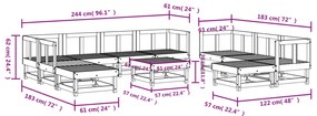 11 pcs conjunto lounge de jardim madeira de pinho maciça