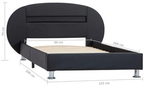 Estrutura de cama c/ LEDs 90x200 cm couro artificial preto