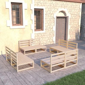 vidaXL 8 pcs conjunto lounge de jardim pinho maciço