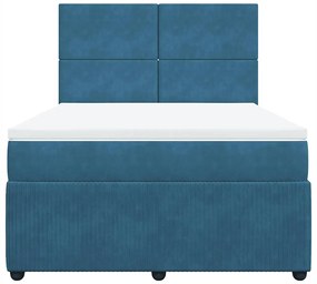 Cama com molas/colchão 140x200 cm veludo azul