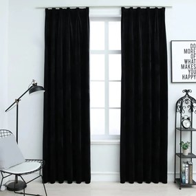 vidaXL Cortinas blackout com ganchos 2 pcs 140x245 cm veludo preto