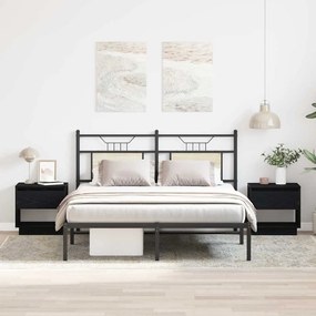 Cabeceira de cama vidaXL 2 pcs Carvalho Preto 45x34x49 cm Madeira engenheirada