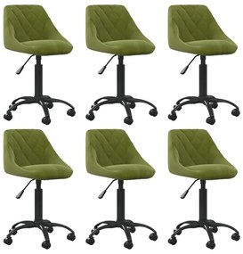 vidaXL Cadeiras de jantar giratórias 6 pcs veludo verde-claro