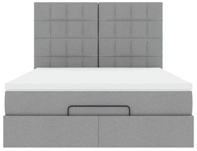 Estrutura cama otomana colchão 140x200cm tecido cinzento claro