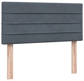 Cama com molas/colchão cinza-escuro 90x210 cm veludo