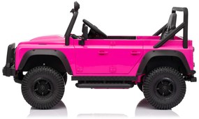 Jipe elétrico para crianças Land Rover Defender 110 SVX 12V, 4X4, luzes LED, bateria de lítio, licença ORIGINAL Rosa