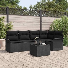 vidaXL Sofá de Jardim com 6 Peças e Almofadas Bege em Vime Sintético