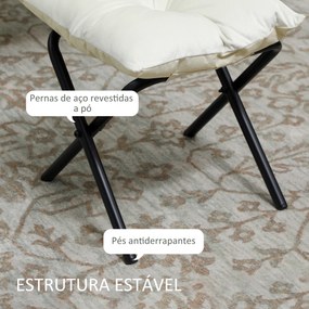 Poltrona Sala de Estar com Apoio para os Pés Poltrona Relax para Leitura com Bolsos Laterais 80x78x100 cm Creme