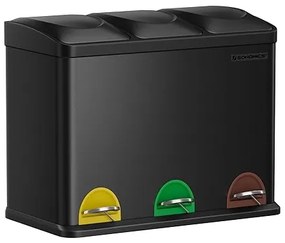 Lixeira de cozinha com 3 compartimentos de 15 L. | SONGMICS | 60,5 x 40,5 x 48,5 cm | LTB45B.
