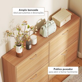 Sapateira Moderna com 4 Gavetas Abatíveis e Prateleiras Ajustáveis para 16-24 Pares de Sapatos 120x24x81 cm Madeira