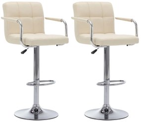 Bancos de bar 2 pcs tecido cor creme