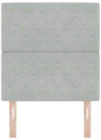 Cabeceira vidaXL com Botão de Cristal Tufted Cinza Claro 80 cm Veludo,