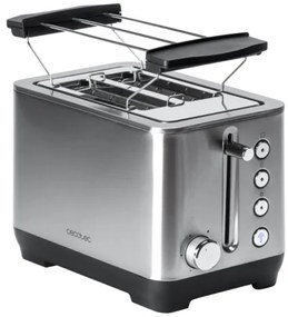 Torradeira de 1000 W BigToast Double, 2 ranhuras Curtas extralargas, aço inoxidável, 4 funções predefinidas, 6 níveis de potência, Suporte para pãezin