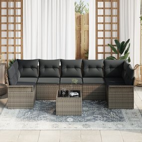 Conjunto de Sofá de Jardim vidaXL com Almofadas Cinza Vime Polimérico