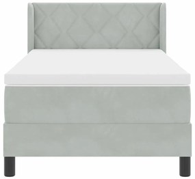 Cama Box Spring vidaXL com Colchão Cinza Claro 90x190 cm Veludo