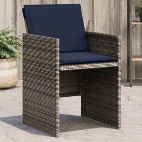 vidaXL Cadeiras de jardim com almofadões 4 pcs vime PE cinzento