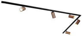 Sistema de iluminação de trilho moderno com 5 focos bronze escuro 1-fase GU10 70mm - Iconic Jeana Luxe