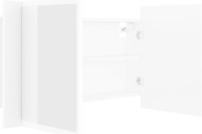 Armário espelhado casa de banho LED 80x12x45 cm acrílico branco