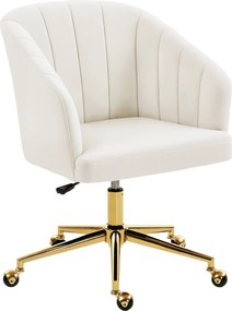HOMCOM Cadeira de Escritório com Rodas Assento Acolchoado de Veludo Largura Ajustável Espuma de Alta Resiliência 61x60x83,5-92,5 cm Creme | Aosom Portugal