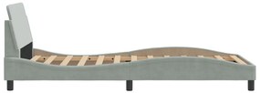 Estrutura de cama c/ cabeceira 100x200 cm veludo cinzento-claro