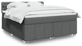 vidaXL Cama com molas/colchão 180x200 cm tecido cinzento-escuro