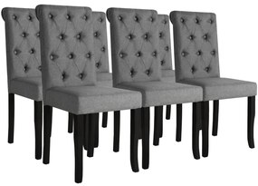 Cadeiras de jantar 6 pcs tecido cinzento-escuro