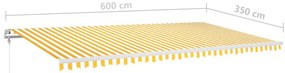 Toldo autom. LED e sensor de vento 600x350 cm amarelo/branco