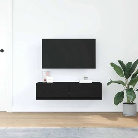 Armário de TV vidaXL Preto Carvalho 100x31x25,5 cm Madeira de engenhar