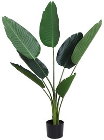 Outsunny Planta Artificial de Decoração Planta Palmeira Artificial com Vaso 7 Folhas para Exterior e Interior Ø15x120cm Verde