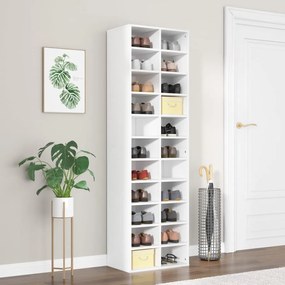 800369 vidaXL Armário para sapatos 54x34x183 cm contraplacado branco