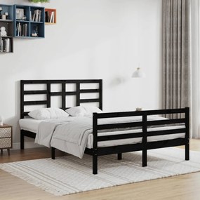 vidaXL Estrutura de cama 140x200 cm madeira maciça preto