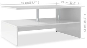 Mesa de centro derivados de madeira 90x59x42 cm branco