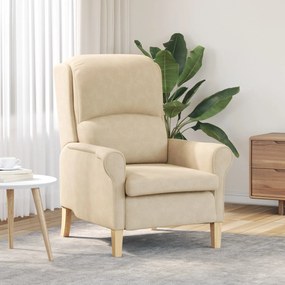 Poltrona Creme Creme Tecido e Madeira Padrão Ergonómica