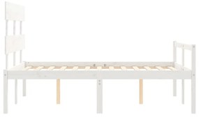 Estrutura de cama com cabeceira 140x200cm madeira maciça branco