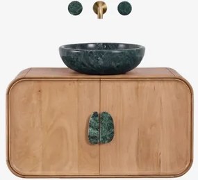 Conjunto De Móvel De Casa De Banho Suspenso 95x45 Cm Em Madeira De Manga E Pedra Natural Kivalina Mármore Verde Udaipur - Madeira - Sklum