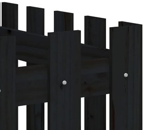 Canteiro elevado c/ design cerca 200x50x70cm pinho maciço preto