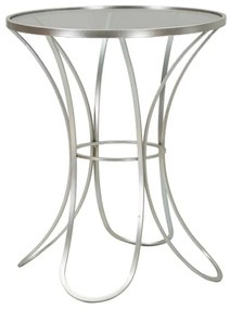 Mesa Trixy - Metal Prata e Topo de Vidro Temperado - Ø 56 cm x 68 cm