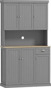 HOMCOM Móvel de Cozinha Estilo Campestre com Prateleiras Reguláveis 101x39x180 cm Cinza | Aosom Portugal