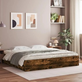 vidaXL Estrutura de cama c/ gavetas derivados madeira carvalho fumado