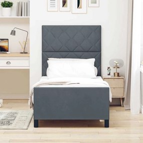 Cama Cinza Escuro 100x200 cm Veludo