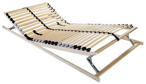 vidaXL Base de ripas Marrom claro 100 x 190 cm Madeira e Metal