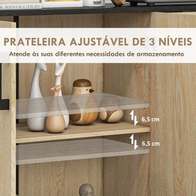 Aparador Estreito de Sala com 2 Portas, 2 Gavetas e Prateleira Ajustável 90x30x75,5 cm Natural e Preto