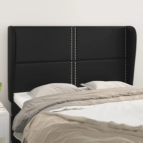 Cabeceira de cama c/ abas couro artif. 147x23x118/128 cm preto